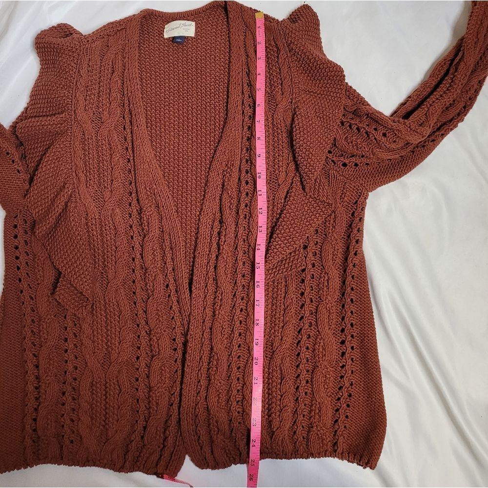 UNIVERSAL THREAD rust open front‎ ruffle cardigan… - image 7